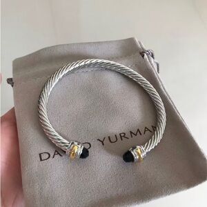 David Yurman Silver Bracelet with Gold and Black Accents 5mm